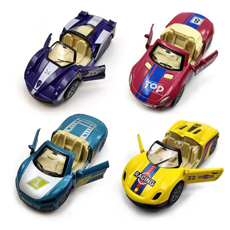 Unisex 1 46 Scale Alloy Toys Simulation Rebound Racing Cars Model with Opening Doors