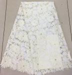 Pink 3D Flower Embroidered Mesh Lace Fabric , Sequin Beaded Lace Tulle For Dress