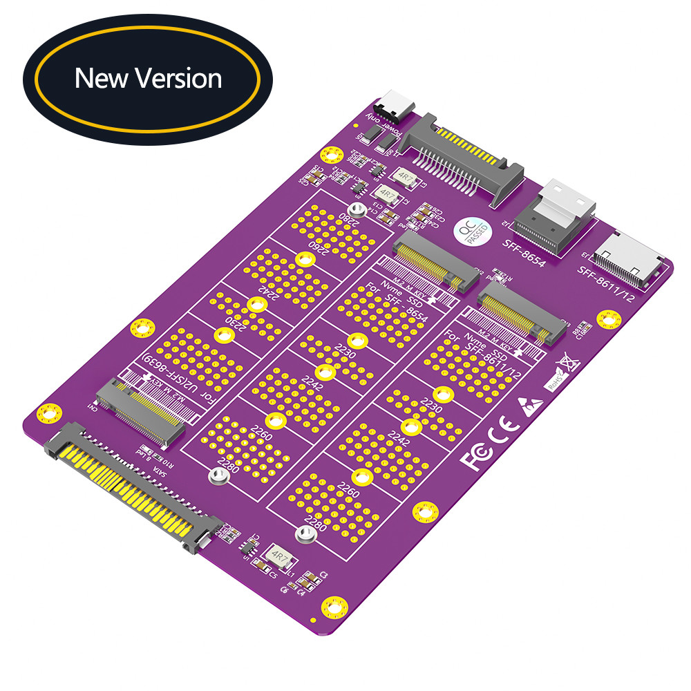 3 in 1 Combo M.2(NGFF) NVMe SSD to SFF-8611/8612/ 8654/and U.2(SFF-8639) Adapter.