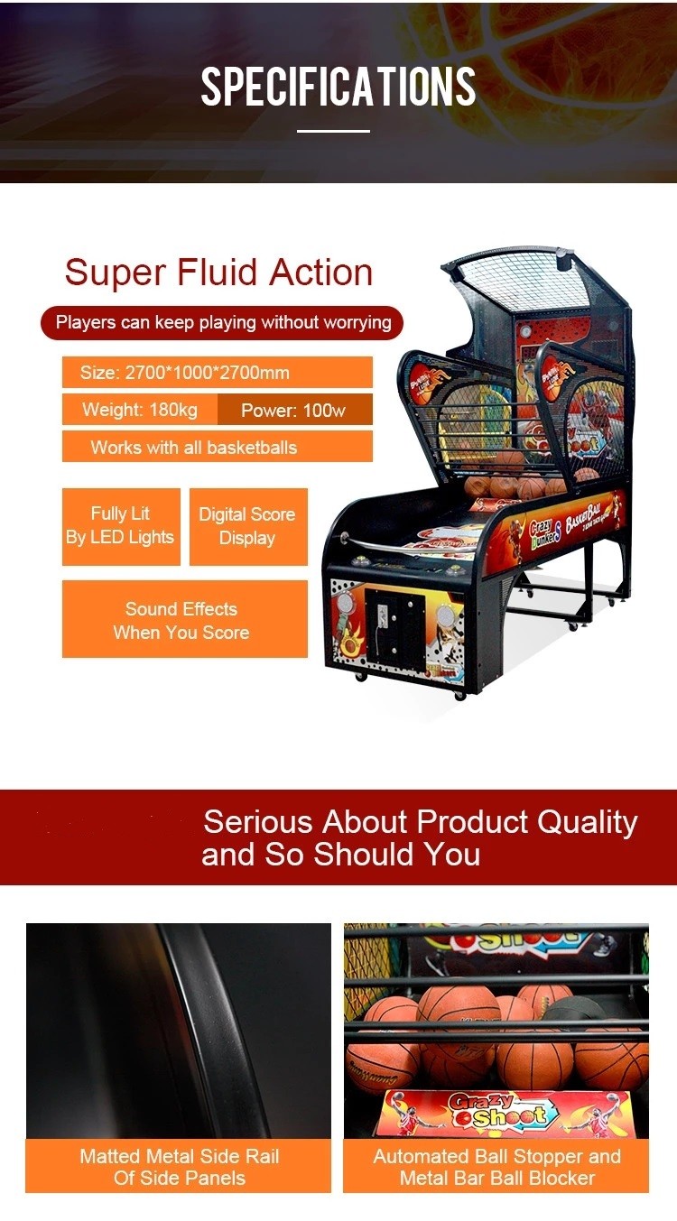 Crazy Dunker Arcade Basketball Hoop Game Machine , Kids Indoor Basketball Shooting Machine