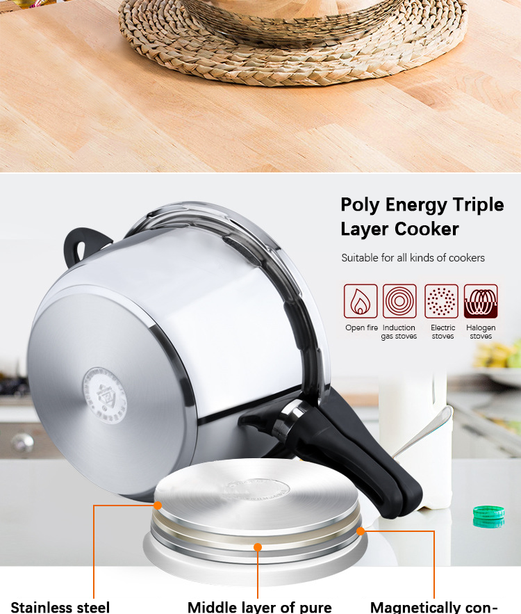 Multiple Sizes Kitchen Pressure Cooker Silver Soup Pot 18/8 Stainless Steel