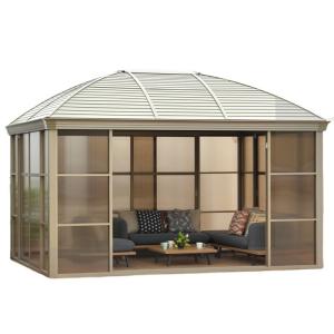 China Powder Coated Aluminium Frame Glass Gazebo Sunroom With Galvanized Top wholesale