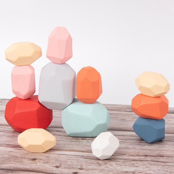 Quality Rocks 190g Baby Building Blocks Wooden Stones Sets Montessori for sale