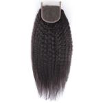 4x4 Closure With Baby Hair Indian Kinky Straight Closure Full Hand Tied Brown