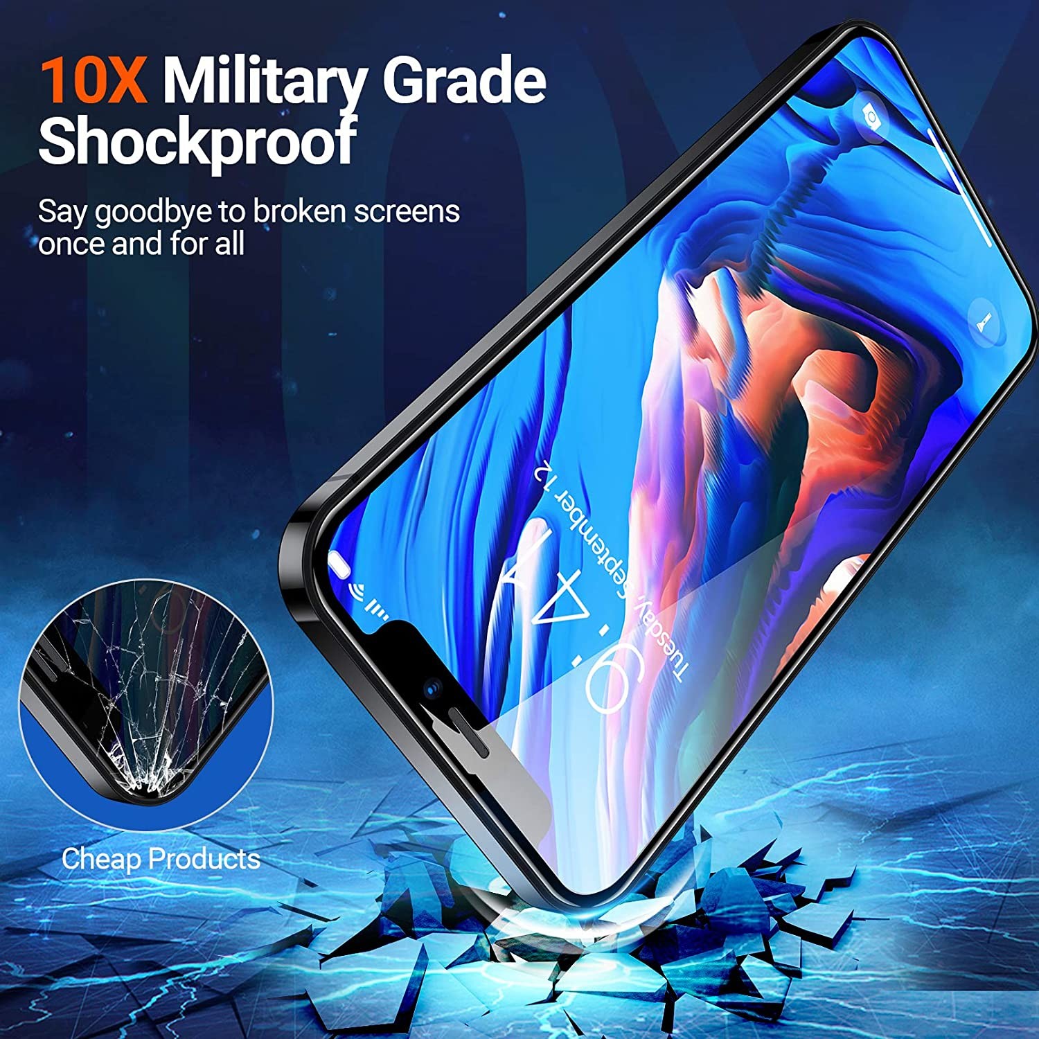 Diamonds Hard Compatible with iPhone 12 Screen Protector/iPhone 12 Pro Screen Protector [10X Military-Grade Shatterproof