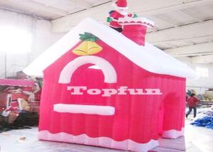 China Mini Merry Christmas Inflatable Red Houses For Santa Claus Xmas Decoration wholesale