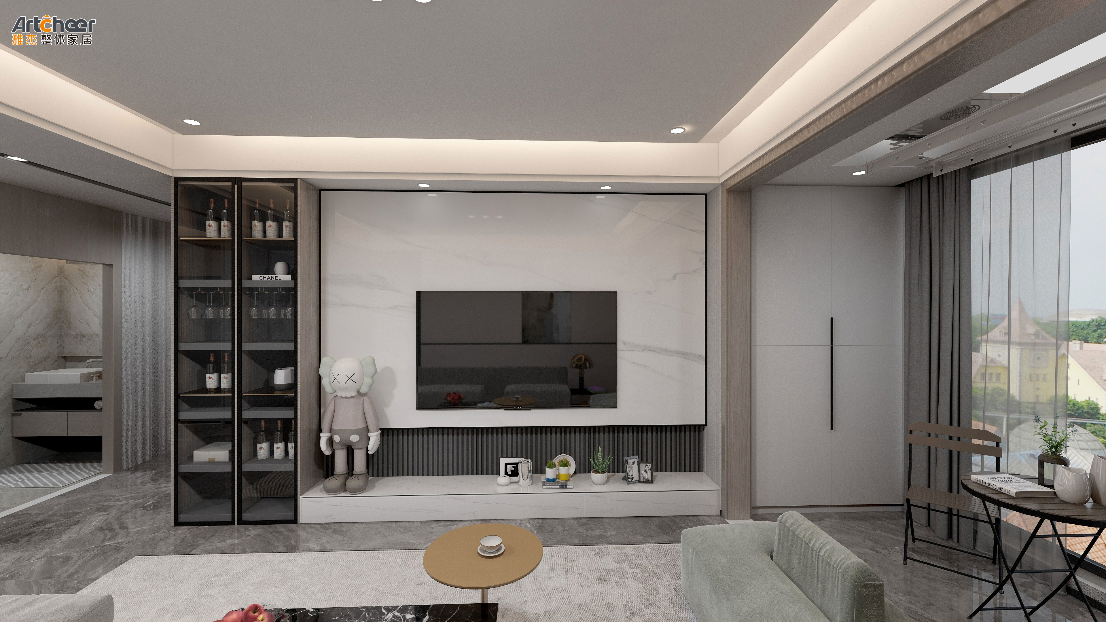 Customized Size Modern Design 85 Inch Wood Tv Stand Wall Unit for Living Room Furniture