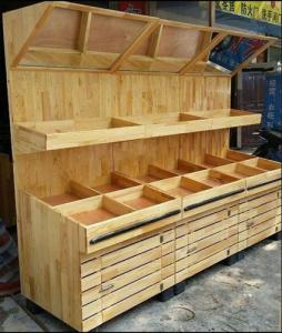 China Fruit And Vegetable Wooden Display Rack With Mirror wholesale