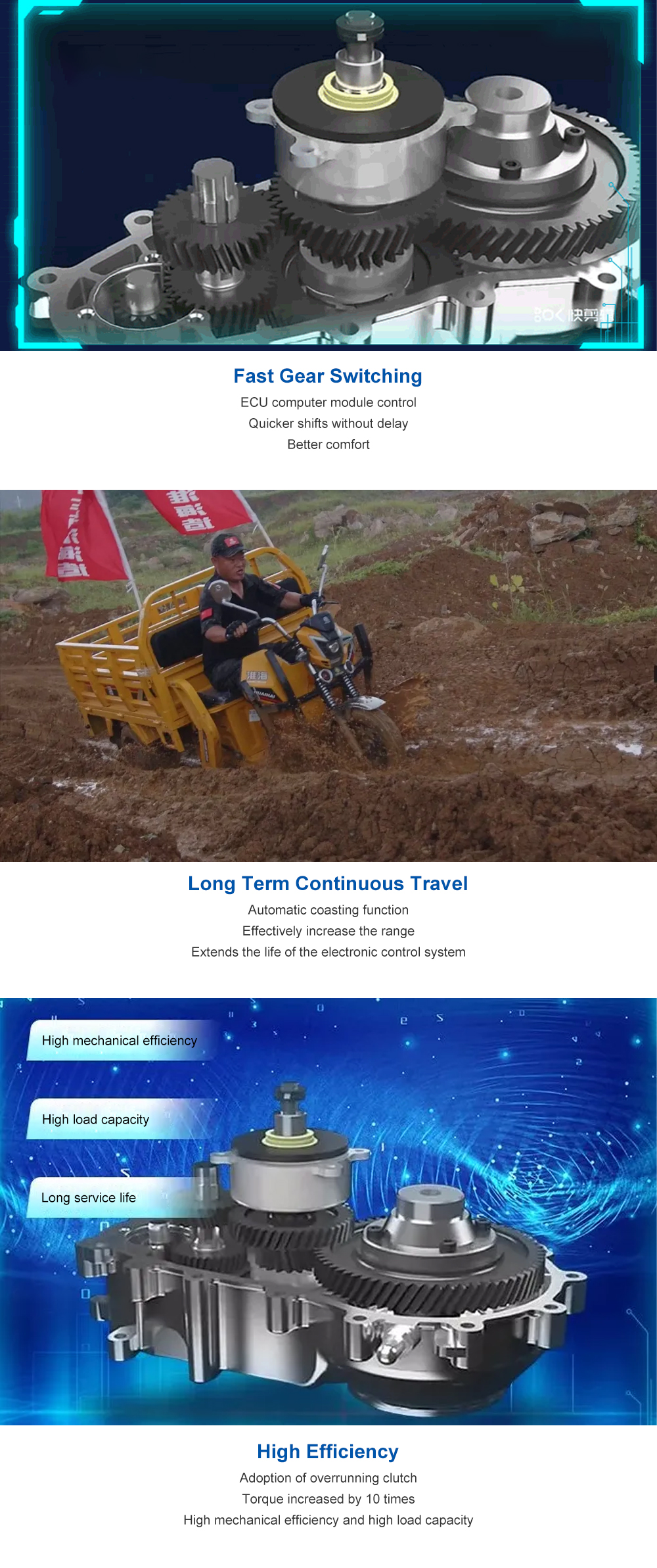Passenger Three Wheel Electric Tricycle Scooter Driving Mileage of ≥90km and Affordable