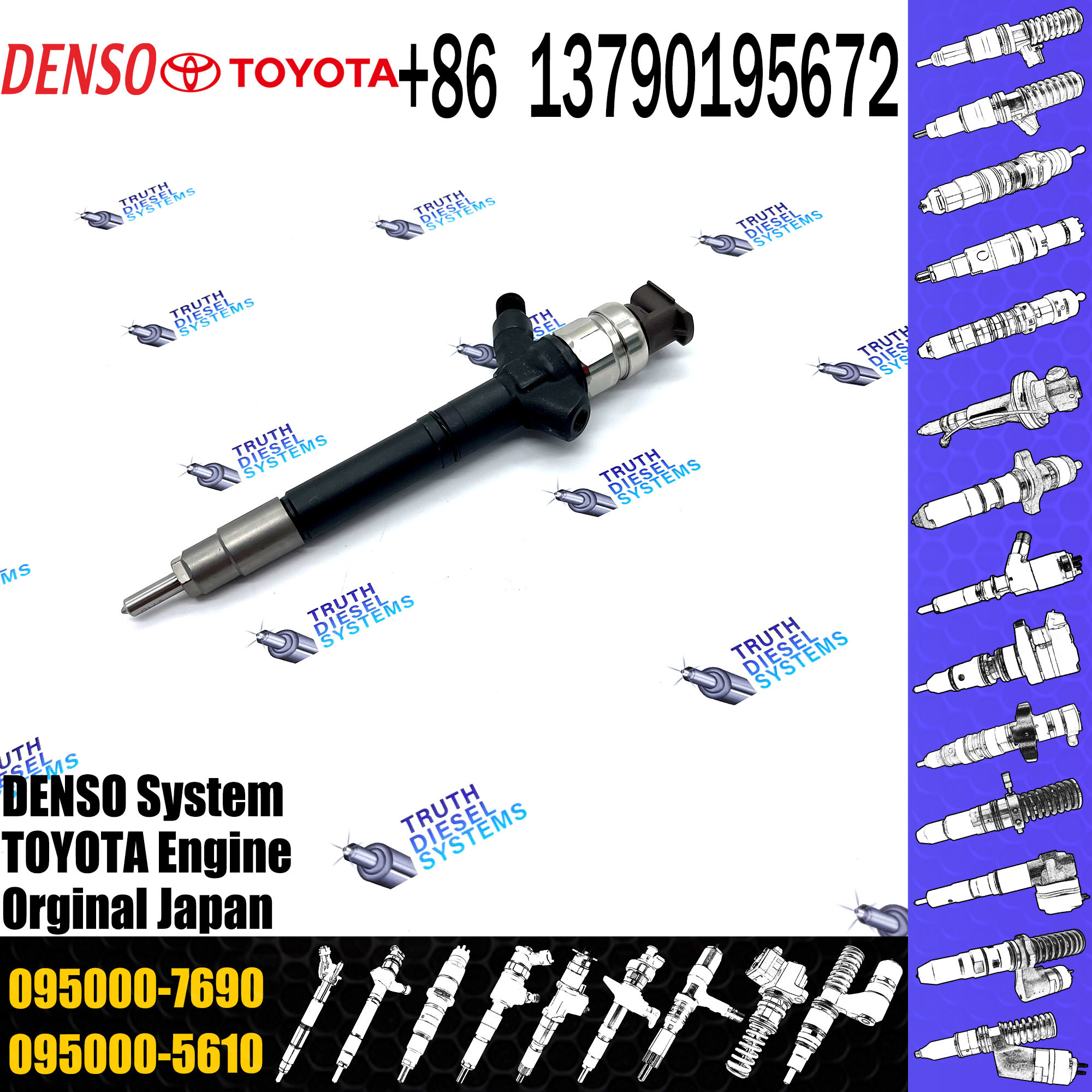 095000-7690 0950007690 Common Rail Injector DCRI107690 23670-09270 23670-0R050 for Toyota RAV4 2.0 D 1AD/2AD-FTV 095000-