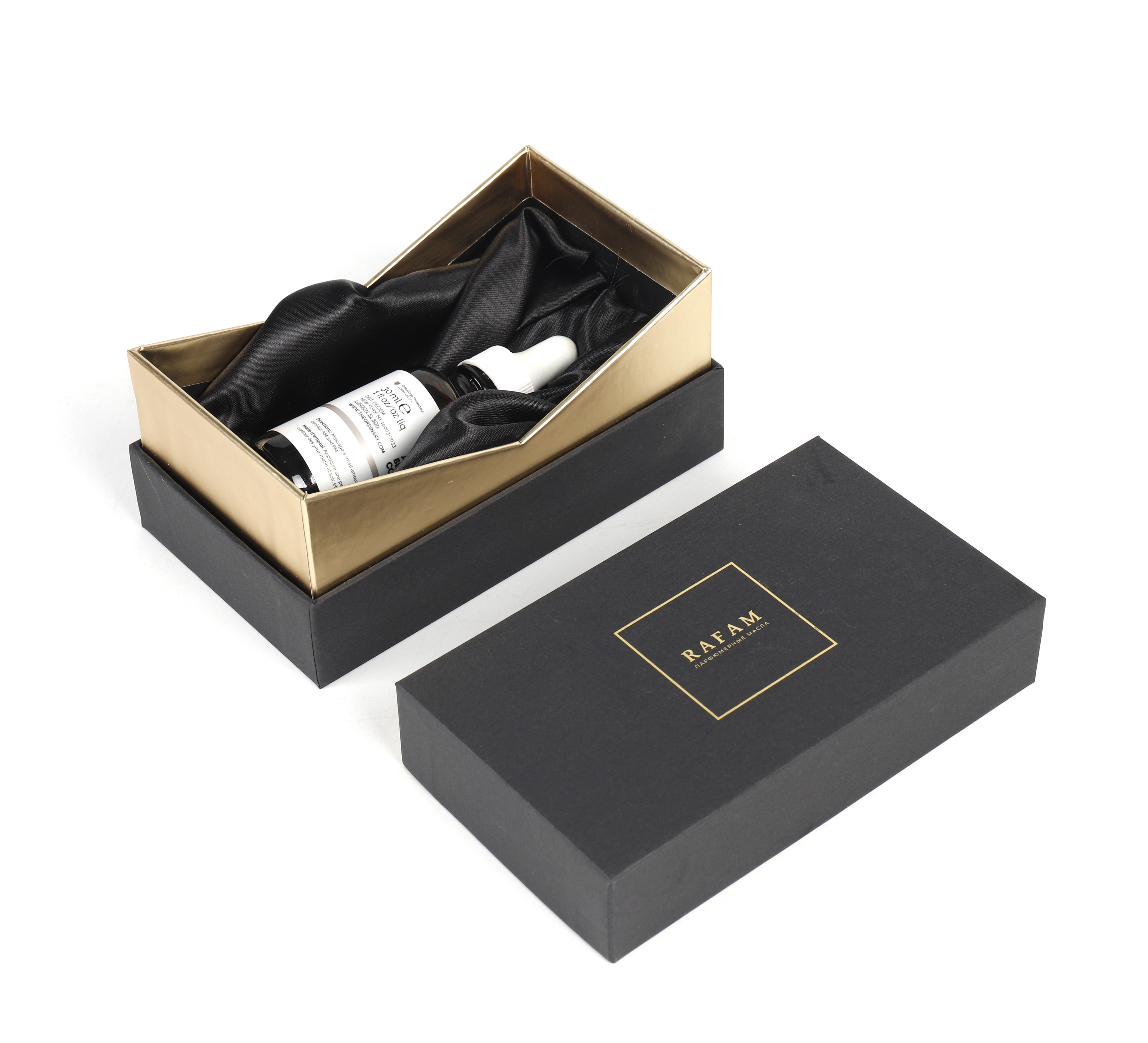 CMYK Black Essential Oil Cardboard Box With Lid 2.5mm