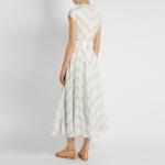 Fashion New Women Blue White Maxi Dress Girls Wrap Dress Ladies Striped Causal