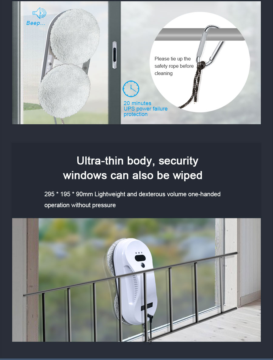 Smooth Cleaning Window Cleaner Robot 80w 65dB Automatic Window Cleaner