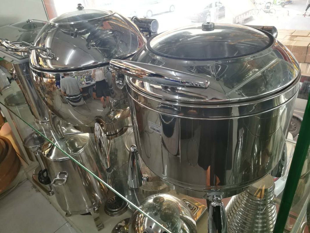 Buffet Ware Stainless Steel Cookwares Roung Soup Warmer With Glass Window / Lid 10Ltr
