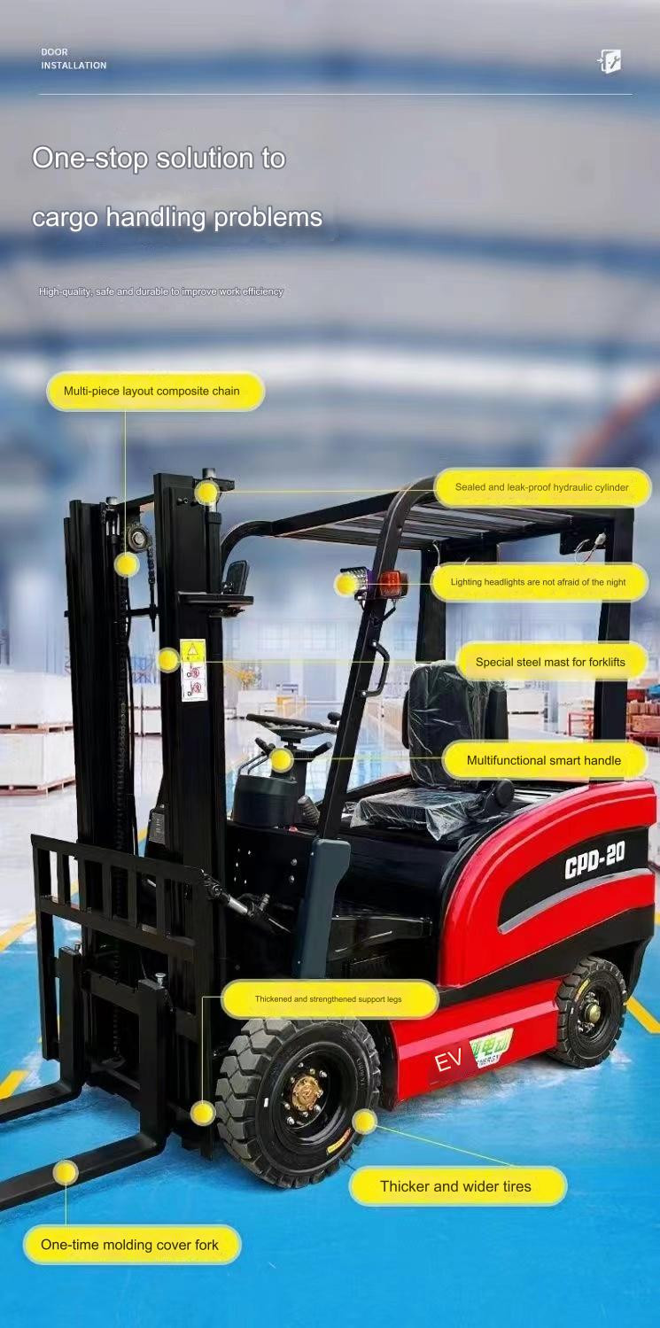 2 Ton 4 Wheel Counterbalance Forklift 48V With Long Battery Life