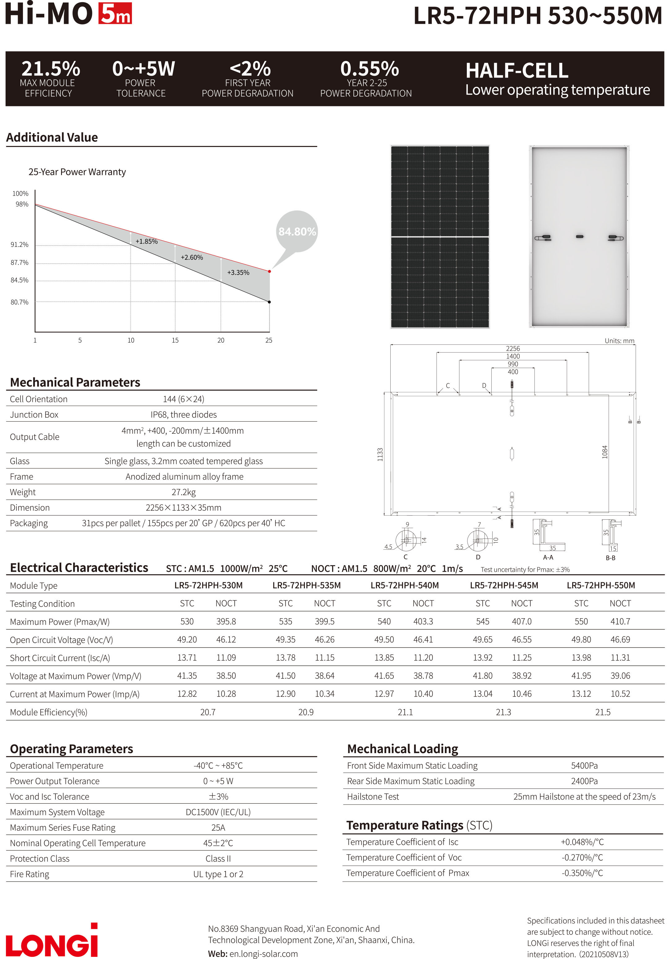 Longi Himo M10 182mm 530w 535w 540w 545w 550w Solar Panels Photovoltaic Panel
