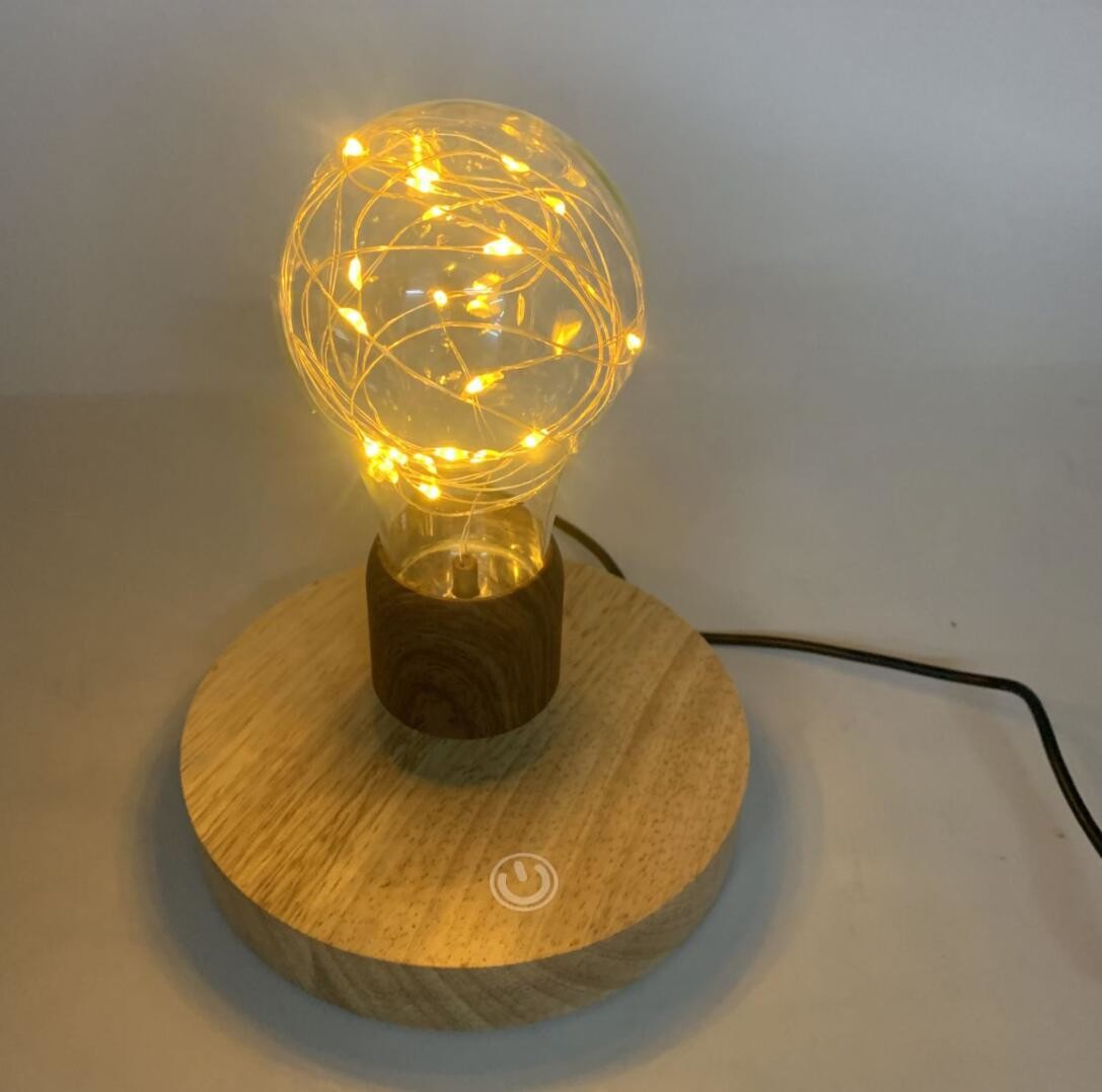 round base wireless magnetic levitation desk lamp light night bulb