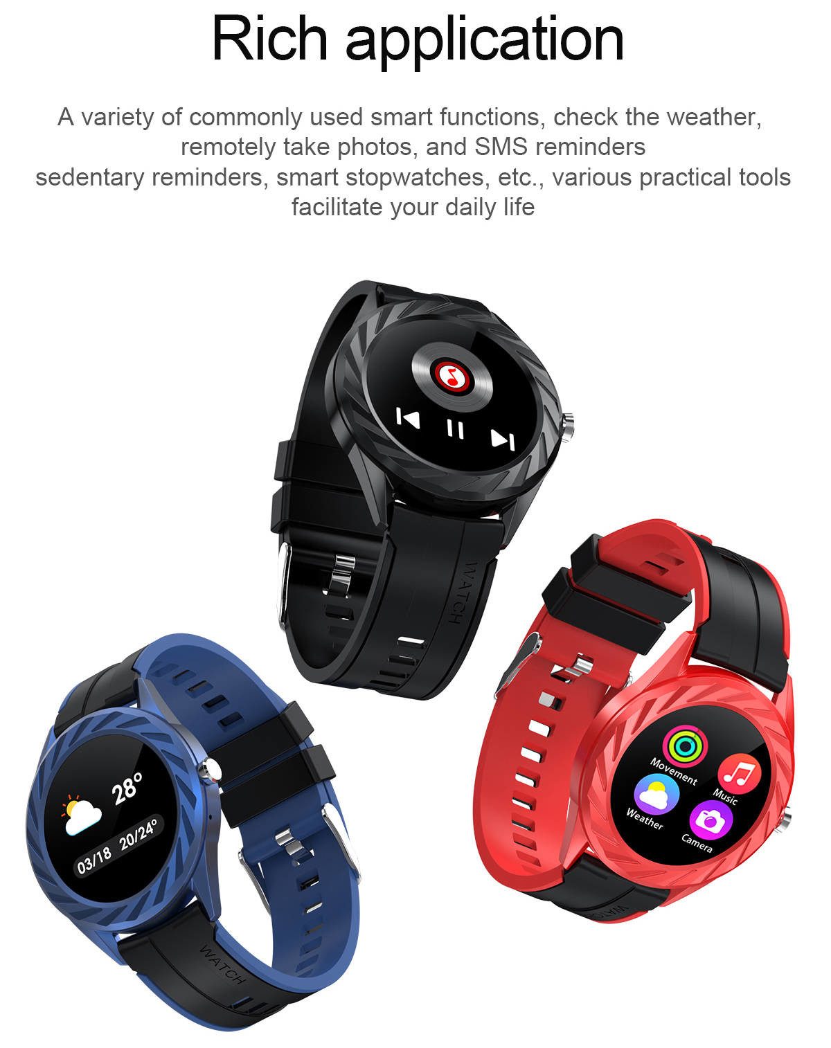 1.54 Inch Sleep Monotoring Smart Watch Music Control Weather Push For Women Sporting