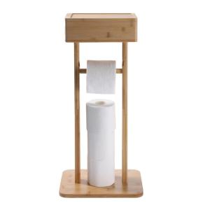 China Freestanding Bathroom Storage Rack Bamboo Toilet Roll Holder For Paper wholesale