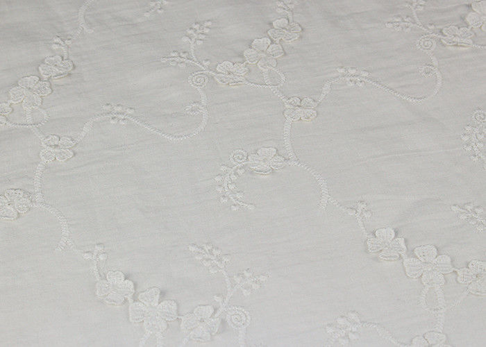 Fashion 3D Flower Lace Fabric , Embroidered Cotton Lace Fabric By The Yard