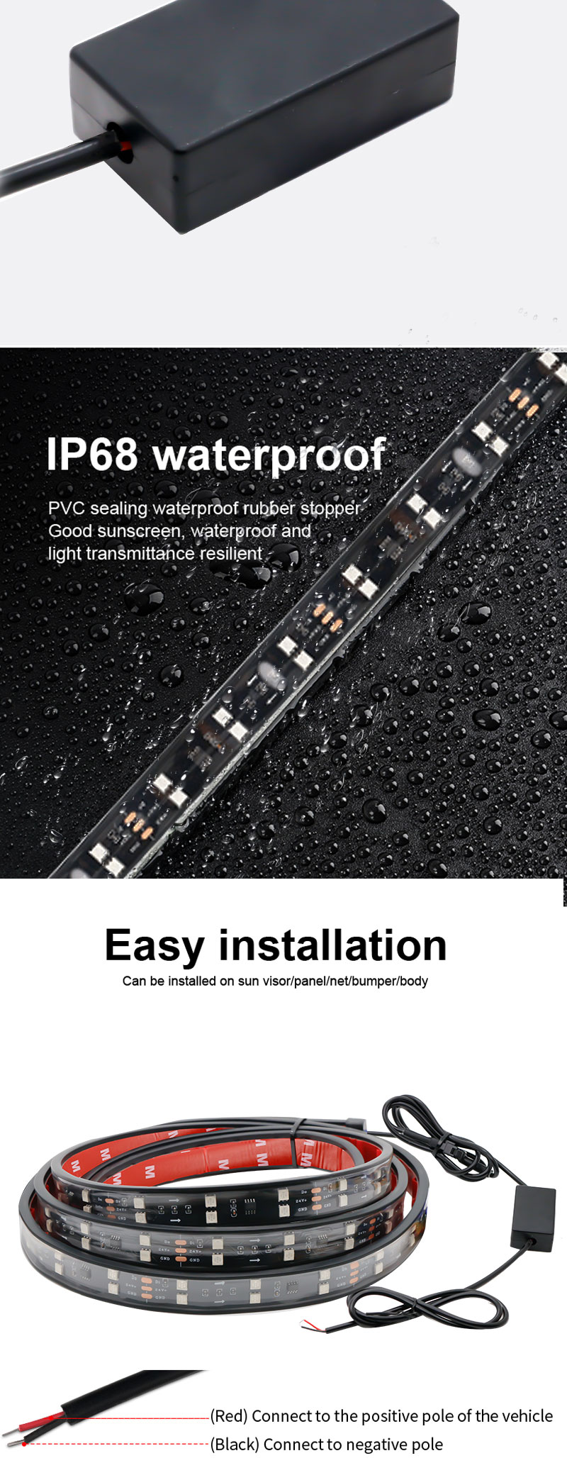 24V 5050 SMD 5A 2.4m Car Interior Atmosphere Lights With Remote Strobe For Van Truck