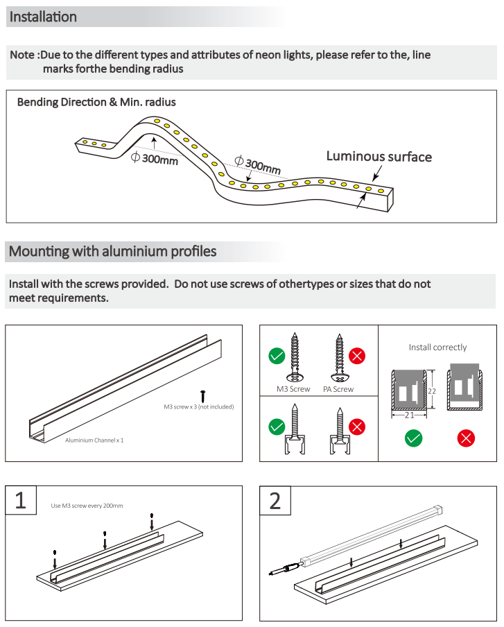 19X21 Anti Glare Free Bend Wall Washer Strip Light 2835 2700K 3000K 4000K 6500K 24V