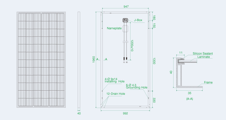 Polycrystalline 340W Solar Panel Module Anodized Aluminium Alloy