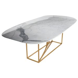 China Oval Metal Legs Marble Pedestal Table wholesale