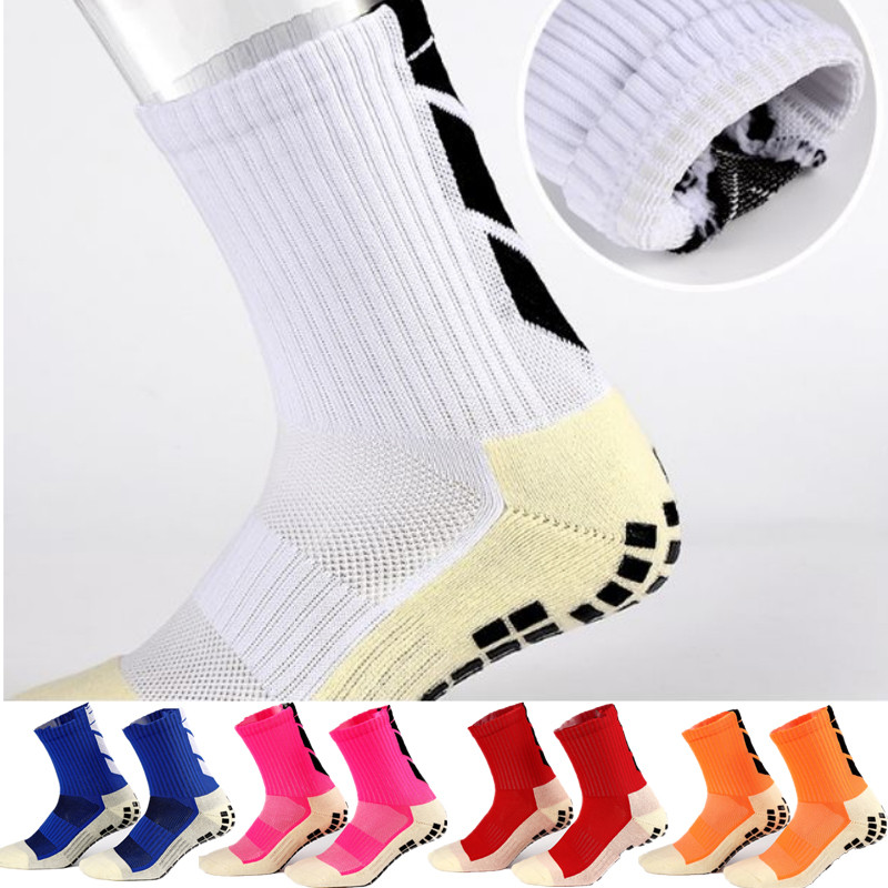 9 Colors Lattice Pattern Long Tube Football Socks for Men Cotton Anti Slip Soccer Socks