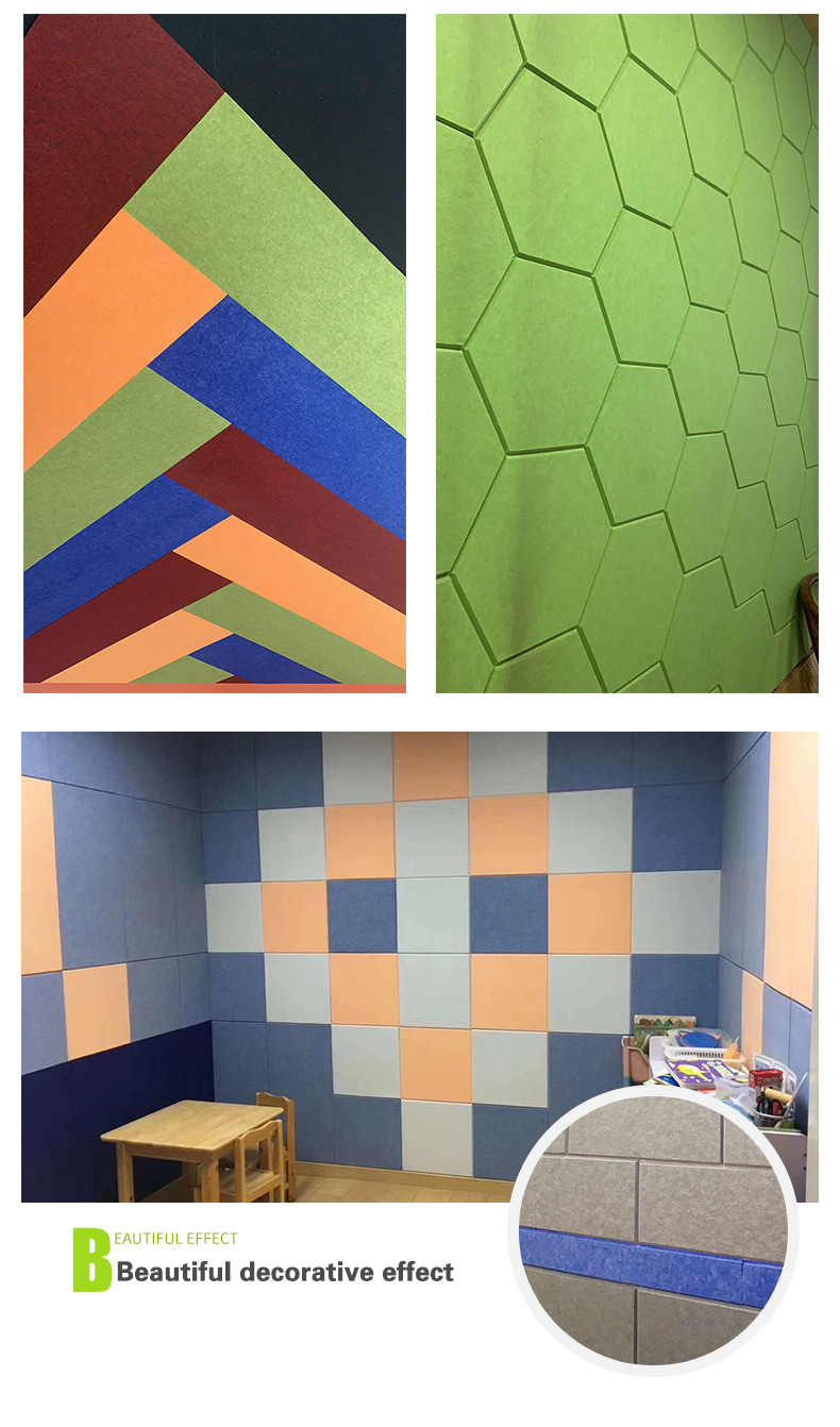 Polyester 0.8-1.2 Thickness Acoustic Wall Panel With Adhesive Backing