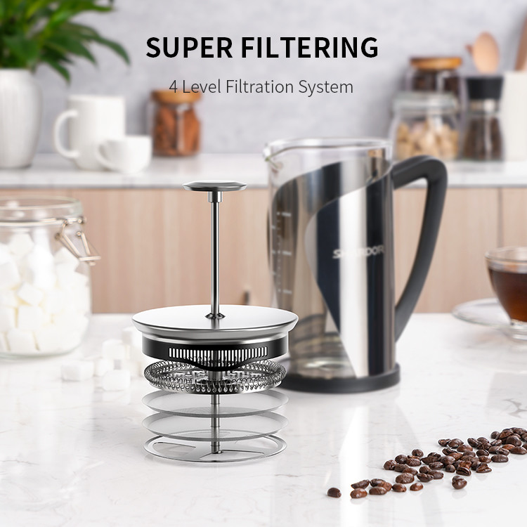 BPA Free 34oz French Press 4 Layer Filter 1000ML Stainless Steel
