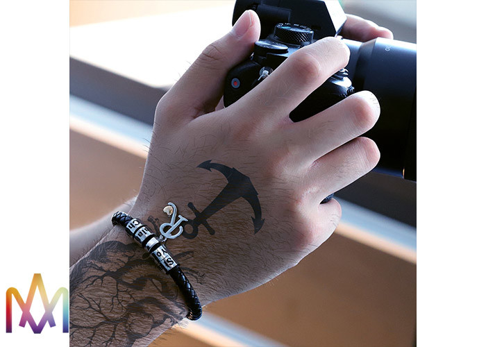 17g Antifatigue Beads Mens Engraved Bracelets With Alphabet Charm