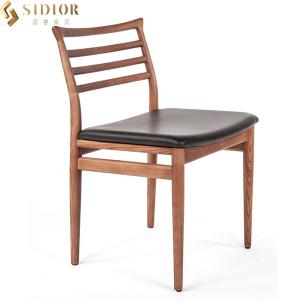 China 80cm Height Nordic Solid Wood Leather Chair Low Back For Restaurant wholesale