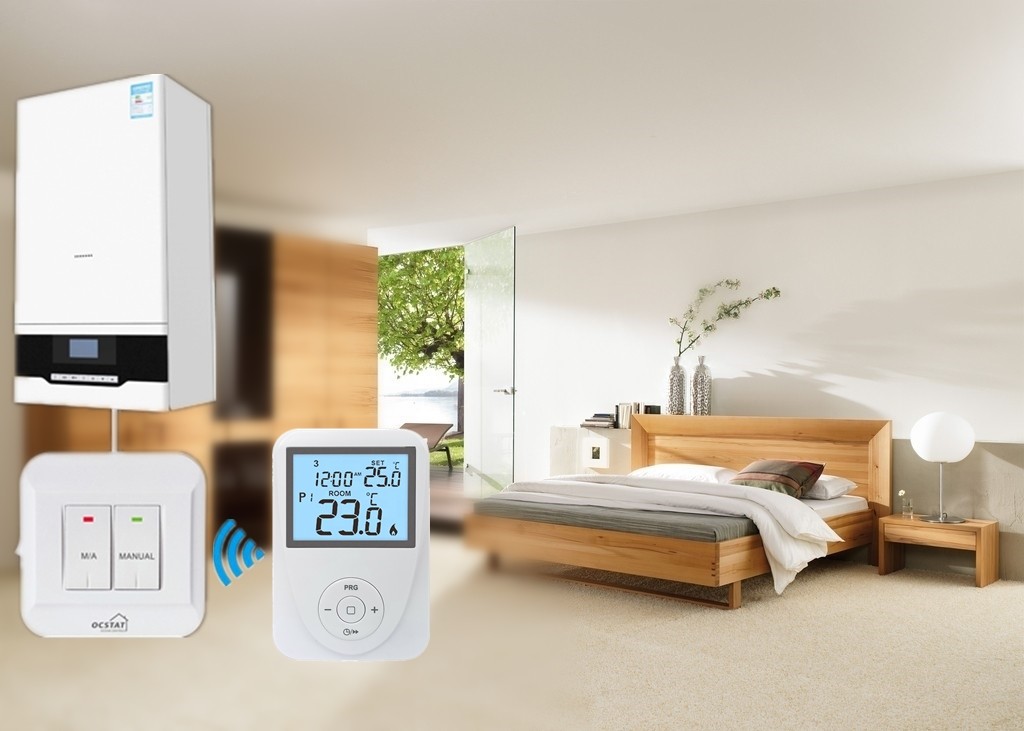 6A 8A Weekly Programmable RF Room Thermostat For Gas Boiler