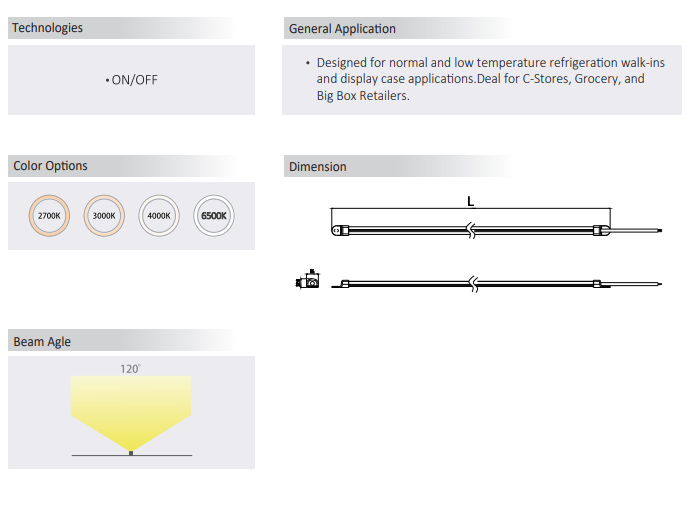 Magnetic Mounting LED Lighting Fixtures 24V 2700K - 6500K Freezer LED Light Fixtures