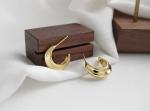 Lanciashow 925 Solid Silver Gold Plated Jewelry Hoop Earrings Simple Concavo