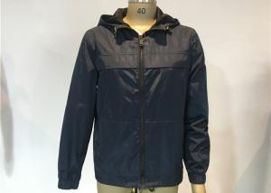China Hooded Men'S Lightweight Polyester Jackets Elasticated Cagoule Navy Winderbreaker wholesale