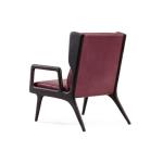 Red Modern Leather Accent Chairs / Upholstered Walnut Wooden Lounge Chair