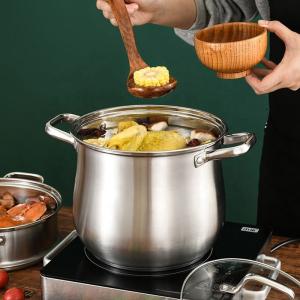 China Hot Sale Stainless Steel 18/8 Drum Soup Pot Cooking Pot Soup &amp; Stock Pots With Glass Lid wholesale