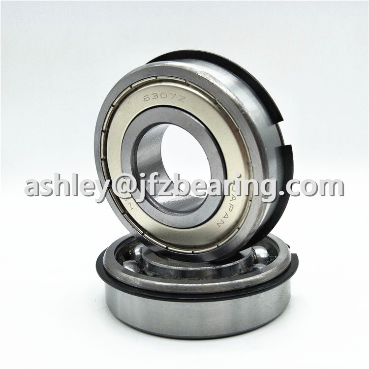 NSK Bearing 6307ZNR Single Row Deep Groove Radial Ball Bearing with Snap Ring, Normal Clearance, Steel Cage, 35 mm Bore