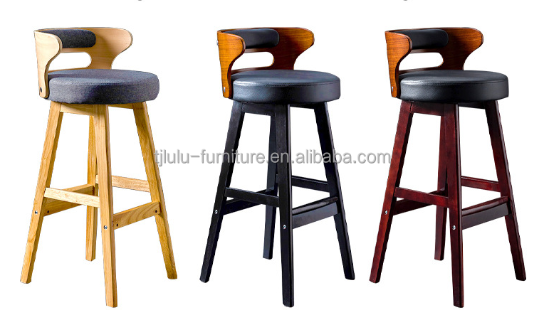 Nordic Modern Simple Wood Bar High Chair Natural Solid Wood Stool within Leisure Facilities and High Stool
