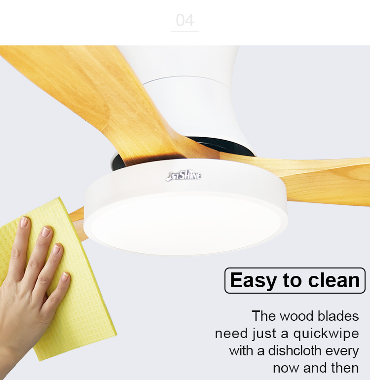 Modern Nordic Style 48 Inch 3 Wooden Blades Ceiling Fan with LED Light Energy Saving