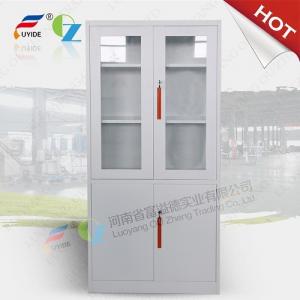 China Steel cupboard FYD-W012,four door,two handle,one lock,glass door,two adjustable shelves wholesale