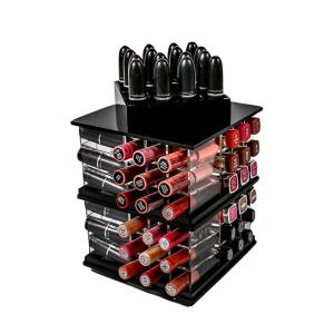 China 84 Holder Spinning Lipstick Tower , Rotating Acrylic Lipstick Display Stand wholesale