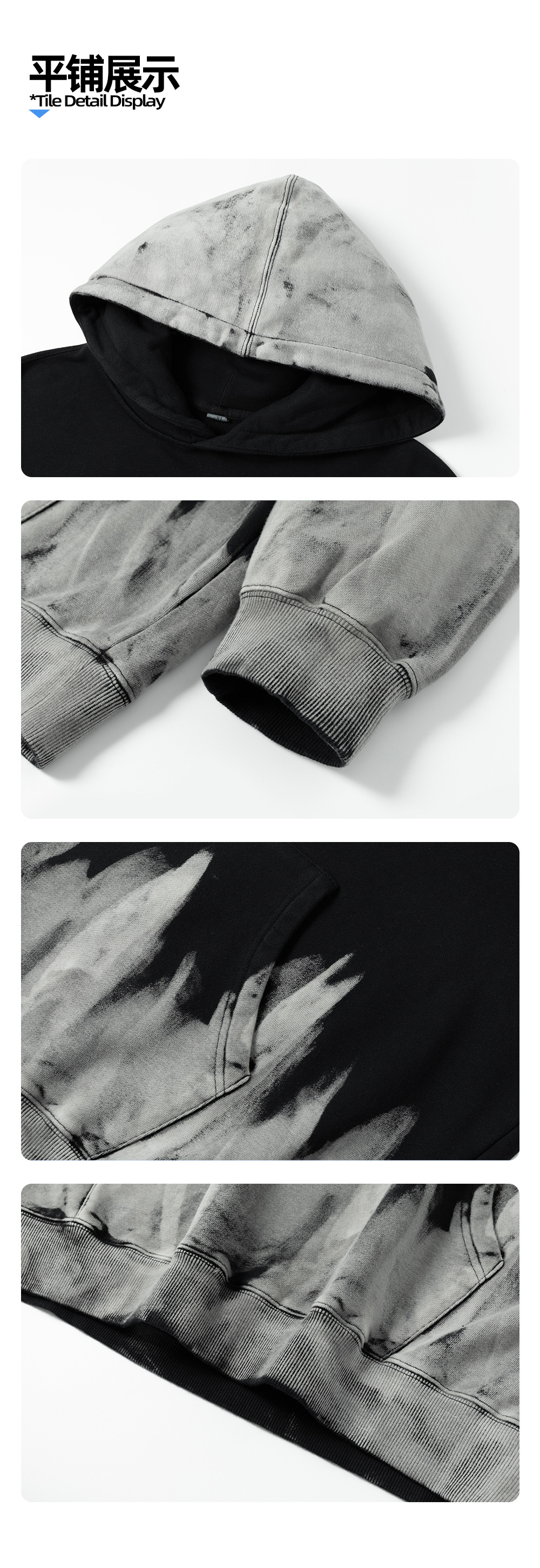 4x 4xl 3x Hooded Sweatshirt Streetwear Vintage Washed Oversized French Terry Hoodie Tie Dye