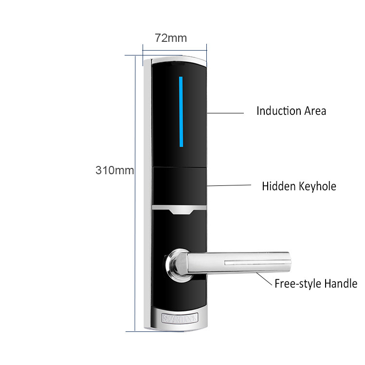 Gold Color 310 X 72 Mm Hotel Key Card Door Lock With Free Management Software
