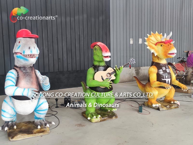 Outdoor Life Size Animatronic Dinosaurs Band 1.8 Meters Height For Dinosaur Park
