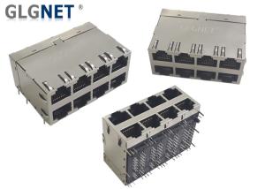 China Magnetic 4 Channels 2x4 Stacked 10G RJ45 Connector wholesale