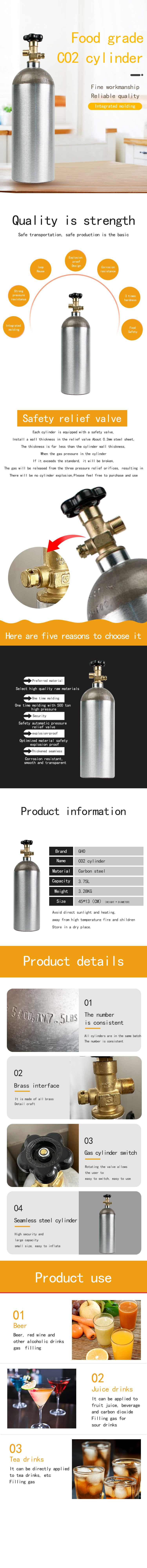 4L 8L 10L 12L 15L 40L Paintball Co2 Tank Cylinder Bottle Homebrew With Valve Quantity 1