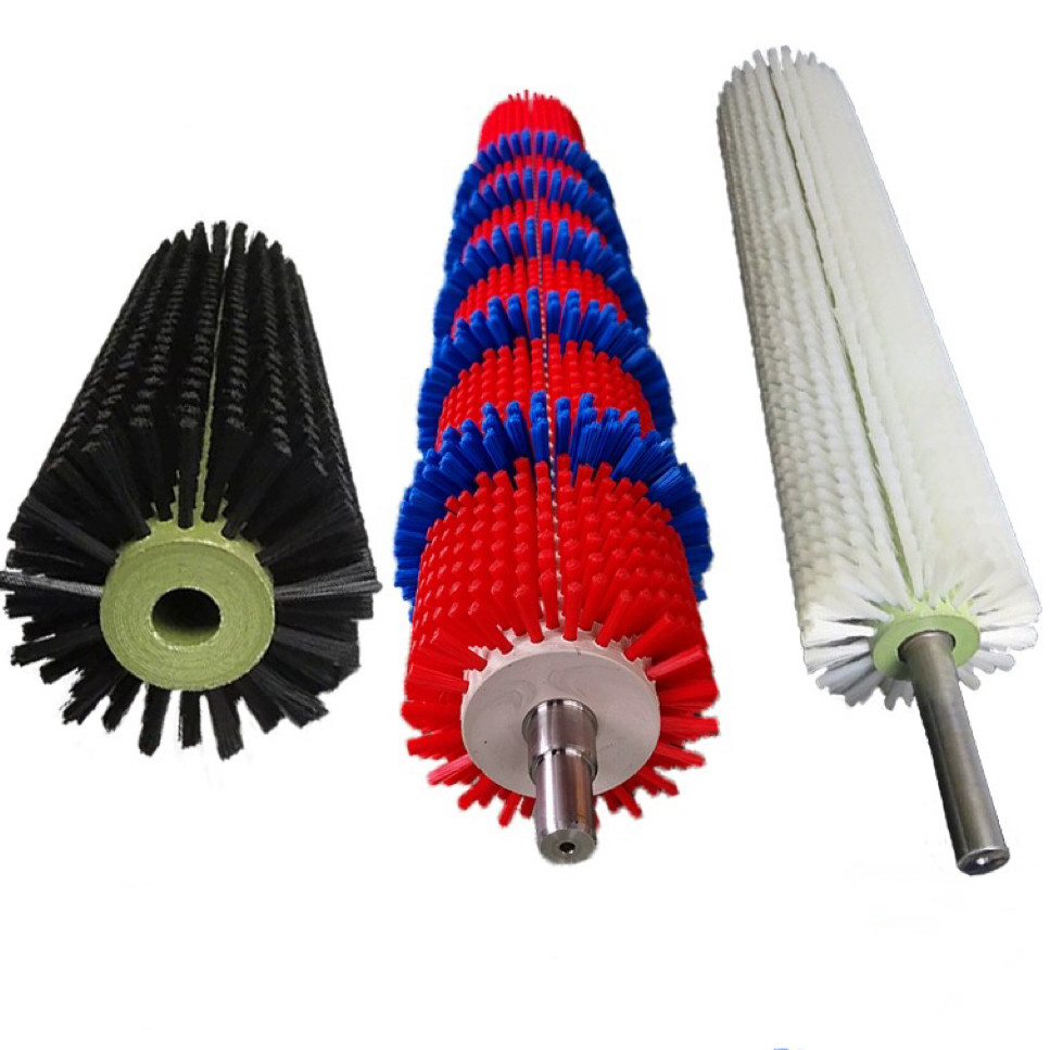 Nylon Bristle Industrial Cylindrical Brush Roller Brush For Conveyor Belt Cleaning